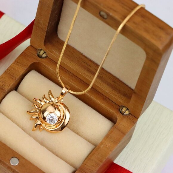 "Round Green Stone Pendant in Rose Gold Finish, XPPT1561 - Picture 6 of 13